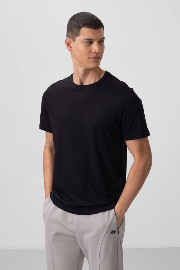 Standart Fit Basic O Yaka 3'lü Paket Siyah Erkek T-Shirt 87911 - 3