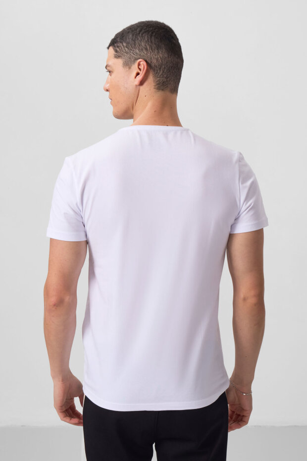Standart Fit Basic V Yaka 3'lü Paket Beyaz Erkek T-Shirt 87912 - 5