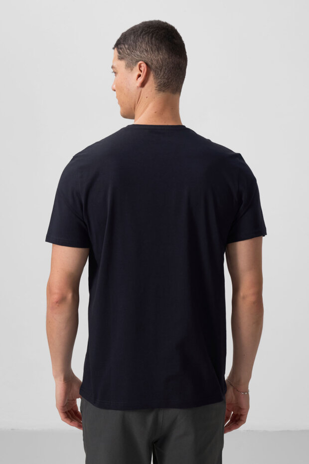 Standart Fit Basic V Yaka 3'lü Paket Lacivert Erkek T-Shirt 87912 - 5