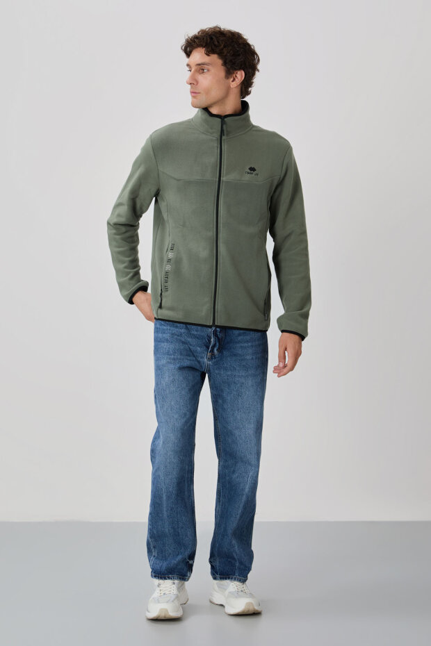 Standart Kalıp Dik Yaka 2'li Paket Lacivert-Çağla Erkek Polar Sweatshirt - 87992 - 2