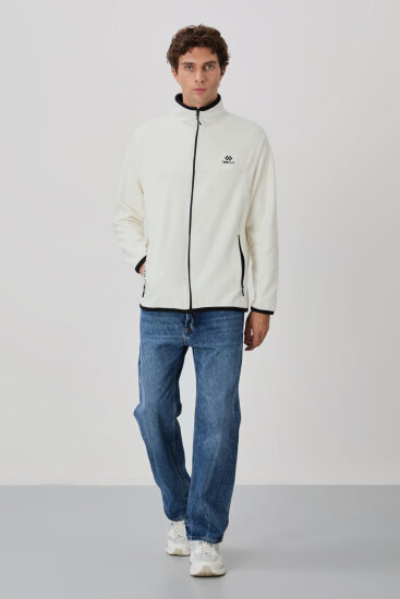 Standart Kalıp Dik Yaka 2'li Paket Petrol-Ekru Erkek Polar Sweatshirt - 87992 - TOMMYLIFE (1)