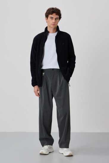 Standart Kalıp Dik Yaka 2'li Paket Siyah-Çağla Erkek Polar Sweatshirt - 87992 - TOMMYLIFE (1)