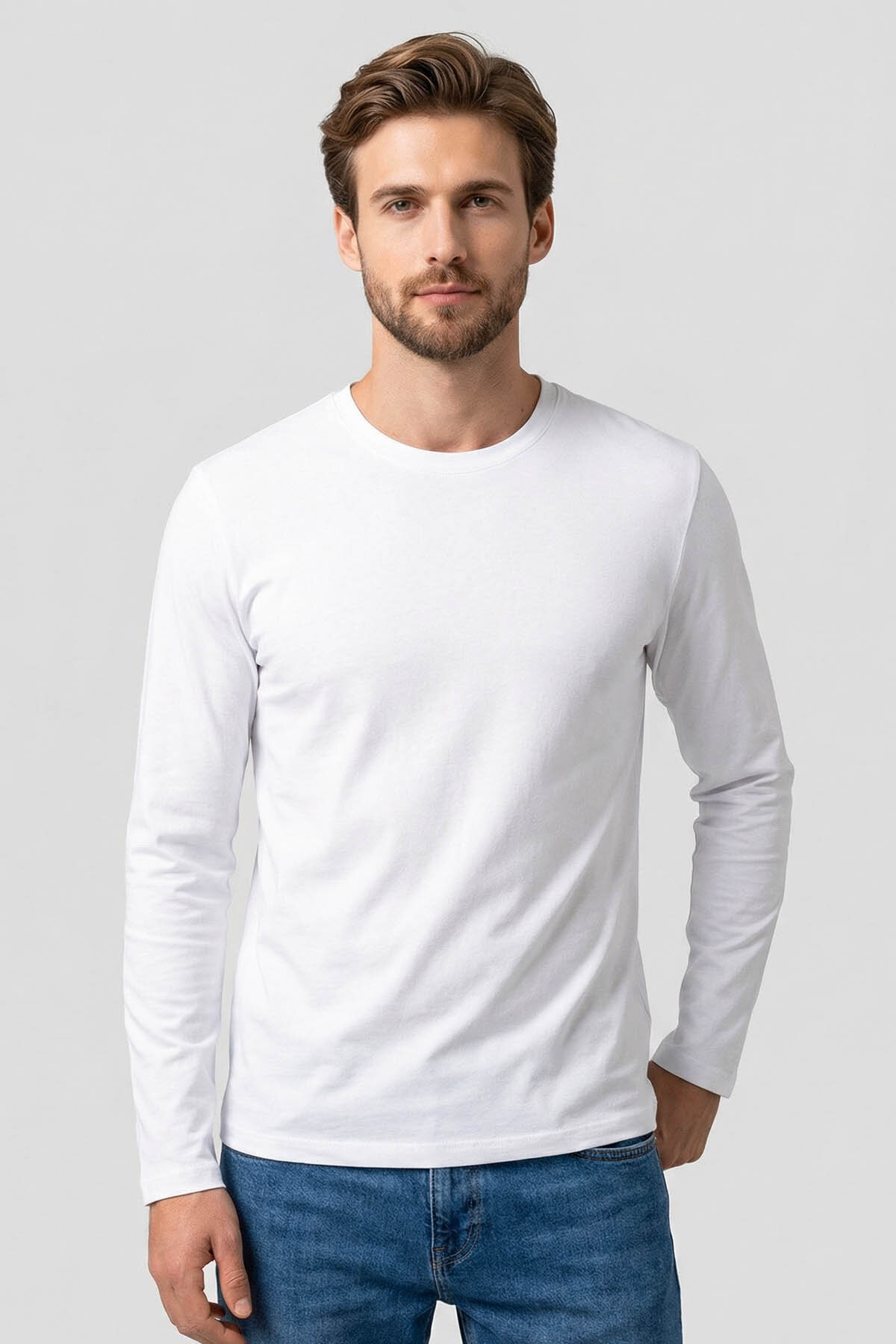 Standart Fit Basic O Yaka 3'lü Paket Beyaz Erkek T-Shirt 87997 - TOMMYLIFE (1)