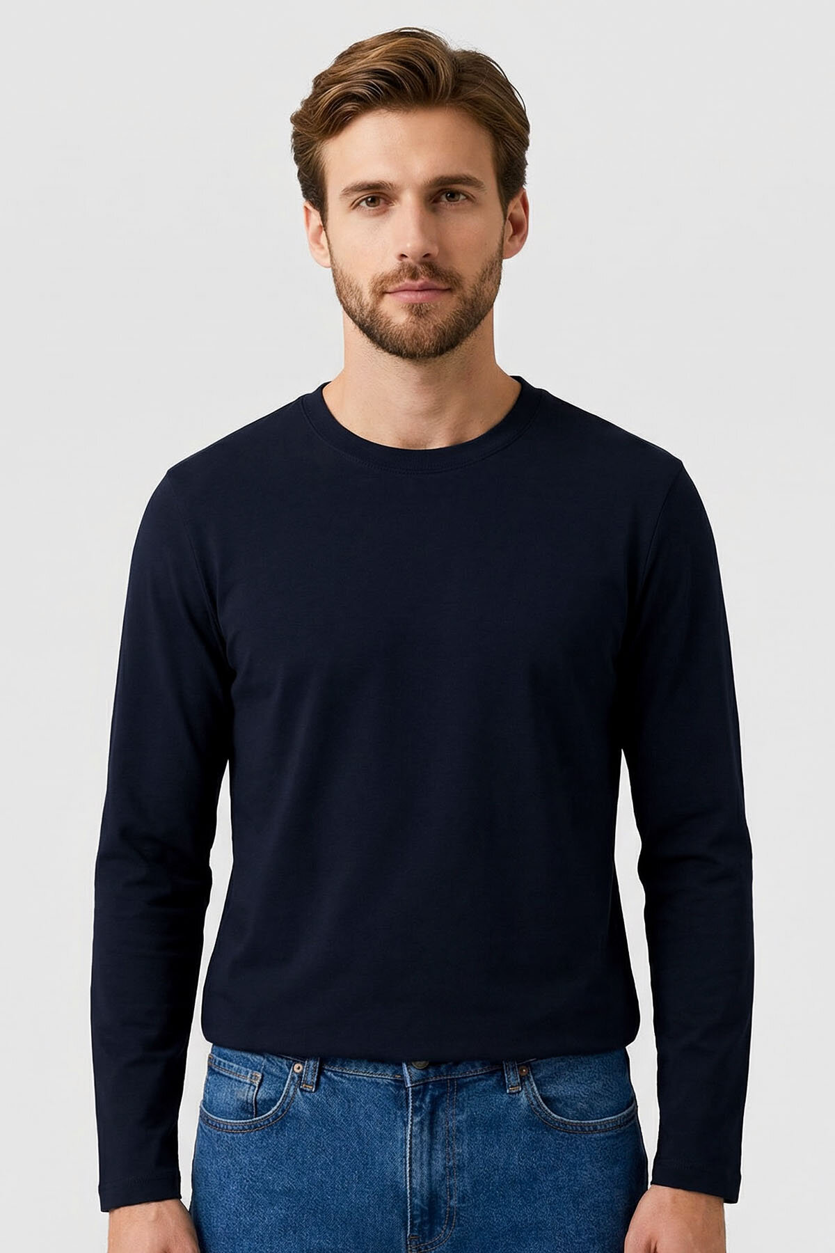 Standart Fit Basic O Yaka 3'lü Paket Siyah-Beyaz-Lacivert Erkek T-Shirt 87997 - TOMMYLIFE (1)