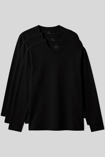 Standart Fit Basic O Yaka 3'lü Paket Siyah Erkek T-Shirt 87997 