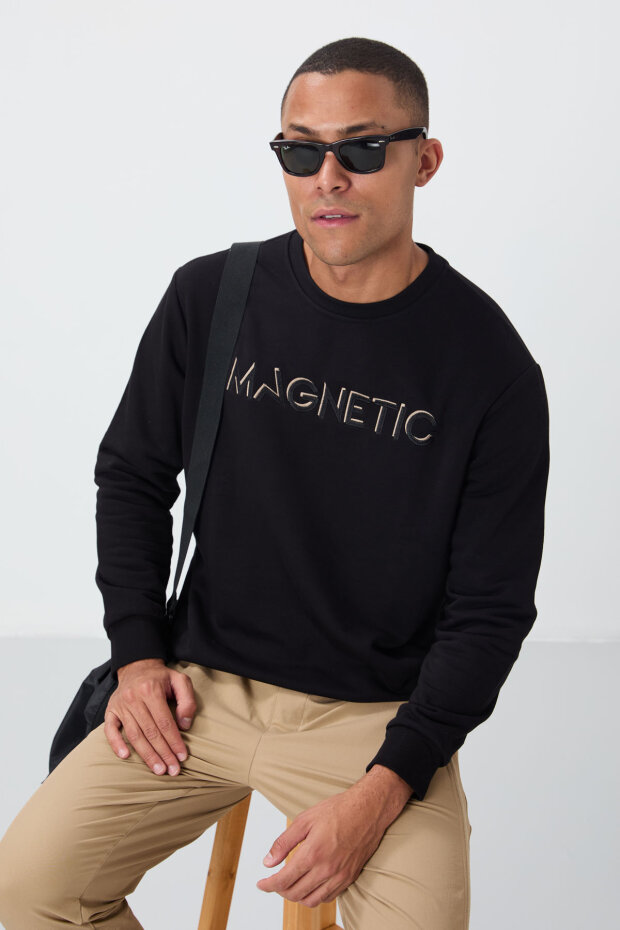 Rahat Form O Yaka 2'li Paket Siyah-Camel Erkek Sweatshirt - 88020 - 4