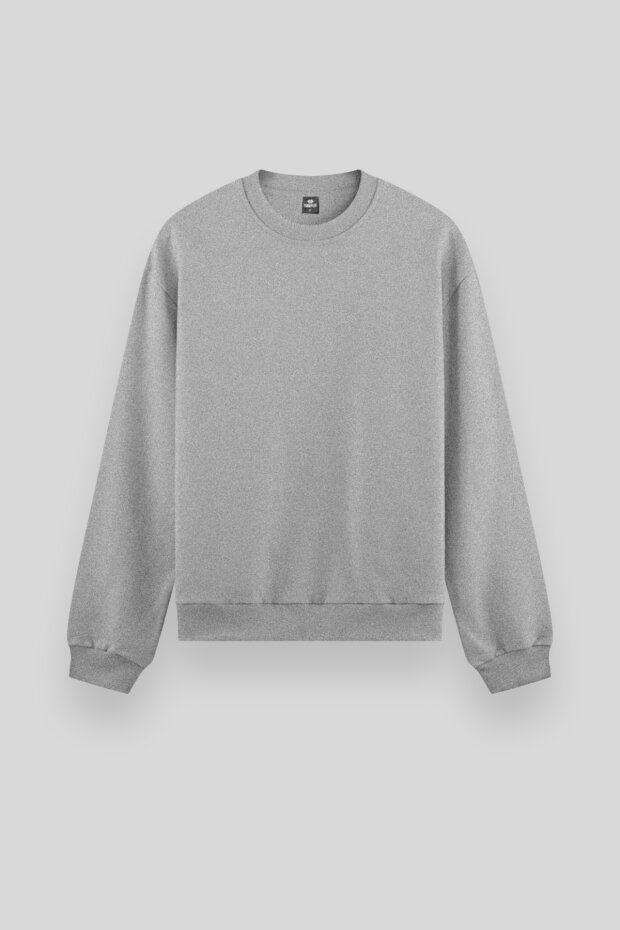 Standart Fit Basic O Yaka 2'li Paket Siyah-Gri Melanj Erkek Sweatshirt - 88053 - 2