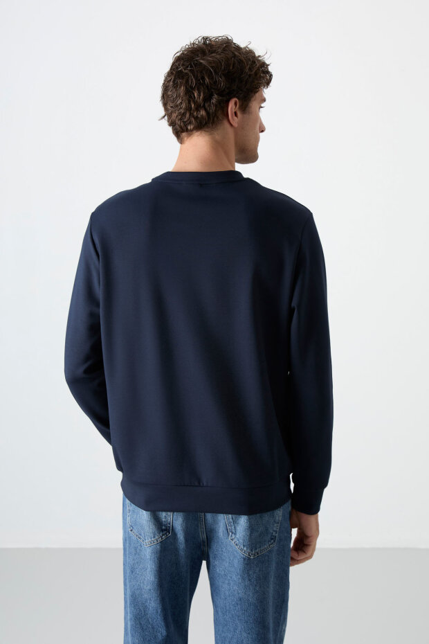 Standart Fit Basic O Yaka 3'lü Paket Siyah-Lacivert-Çağla Erkek Sweatshirt 88053 - 8