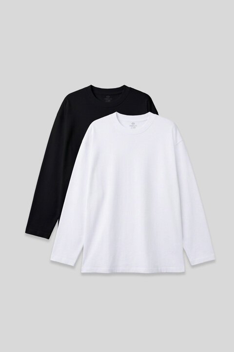 Basic O Yaka Büyük Beden 2'li Paket Siyah - Beyaz Erkek T-Shirt - 88107 - 1