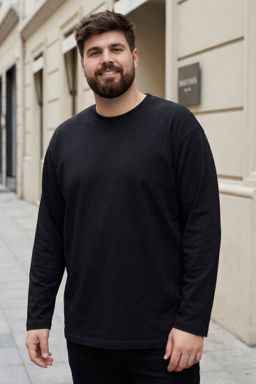 Basic O Yaka Büyük Beden 2'li Paket Siyah - Beyaz Erkek T-Shirt - 88107 - TOMMYLIFE (1)