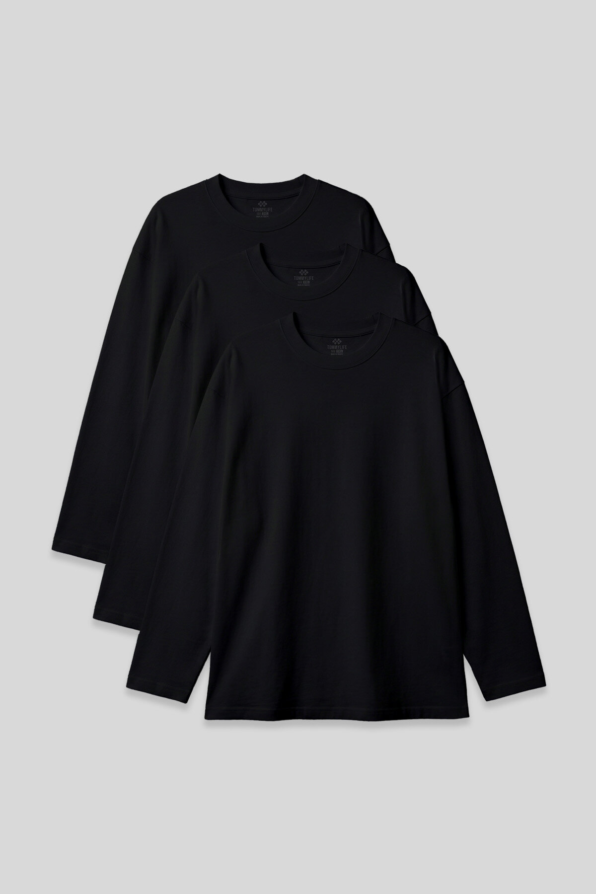 Basic O Yaka Büyük Beden 3'lü Paket Siyah Erkek T-Shirt - 88107 - TOMMYLIFE