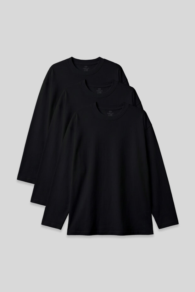 Basic O Yaka Büyük Beden 3'lü Paket Siyah Erkek T-Shirt - 88107 - 1