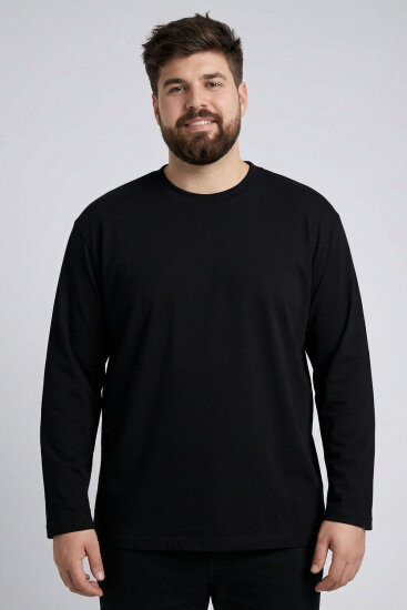 Basic O Yaka Büyük Beden 3'lü Paket Siyah Erkek T-Shirt - 88107 - TOMMYLIFE (1)