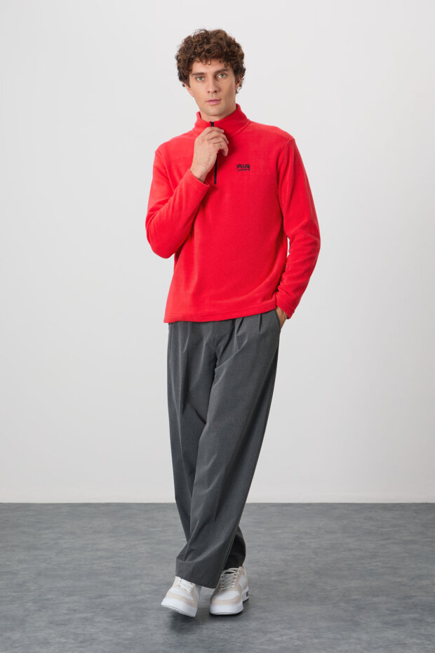 Standart Kalıp Dik Yaka 2'li Paket Lacivert-Fiesta Erkek Polar Sweatshirt - 88310 - 4