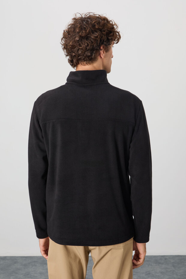 Standart Kalıp Dik Yaka 2'li Paket Siyah-Çağla Erkek Polar Sweatshirt - 88310 - 6