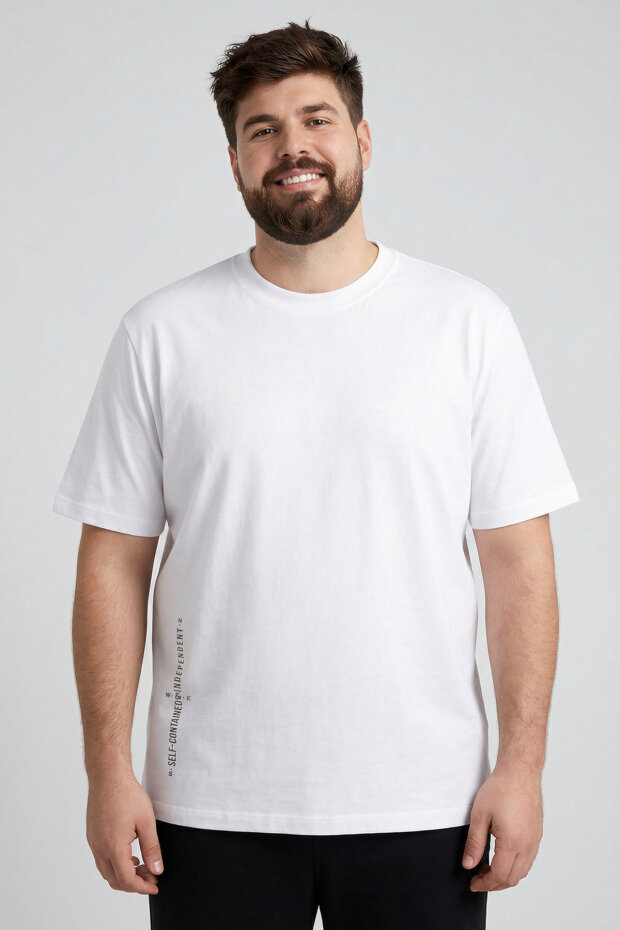 Baskılı Rahat Form 2'li Paket Siyah-Beyaz Büyük Beden Erkek T-Shirt - 88472 - 3