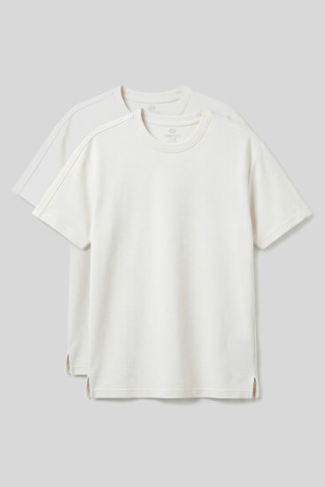 Rahat Form O Yaka 2'li Paket Ekru Erkek T-Shirt - 88495 