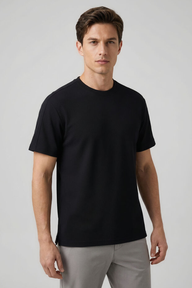 Rahat Form O Yaka 2'li Paket Siyah-Haki Erkek T-Shirt - 88495 - 2