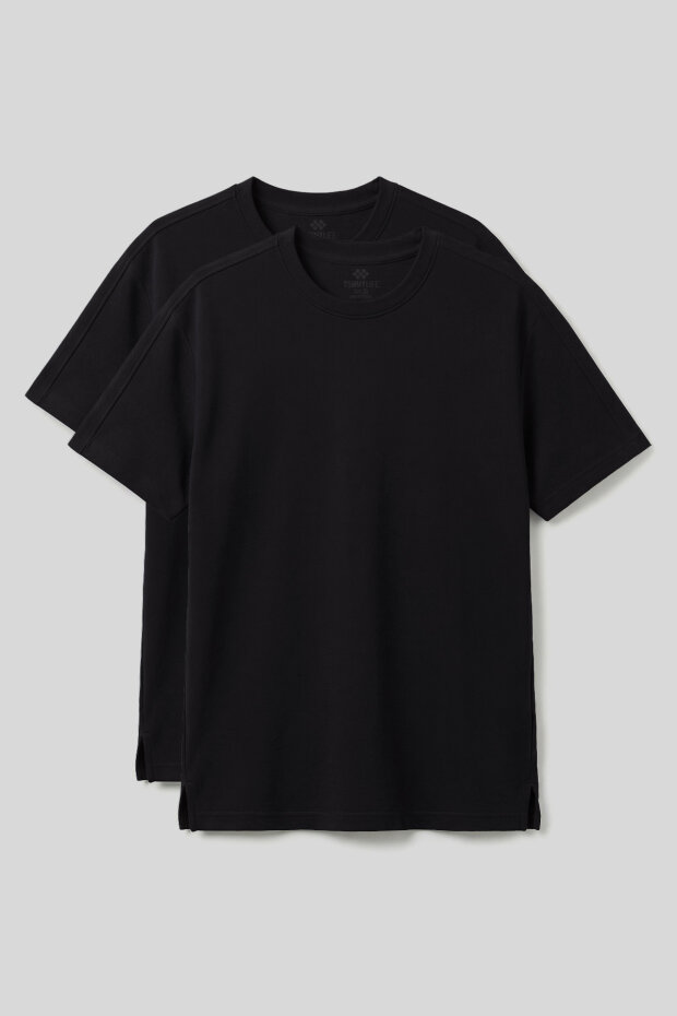 Rahat Form O Yaka 2'li Paket Siyah Erkek T-Shirt - 88495 - 1