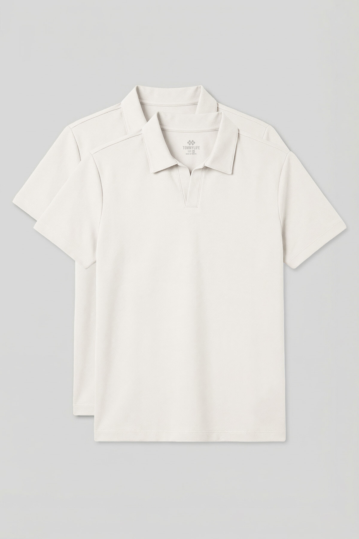 Rahat Form Polo Yaka 2'li Paket Ekru Erkek T-Shirt - 88496 - TOMMYLIFE