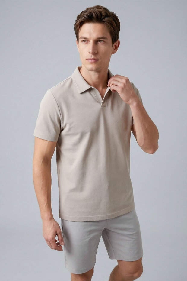 Rahat Form Polo Yaka 2'li Paket Haki-Bej Erkek T-Shirt - 88496 - 3