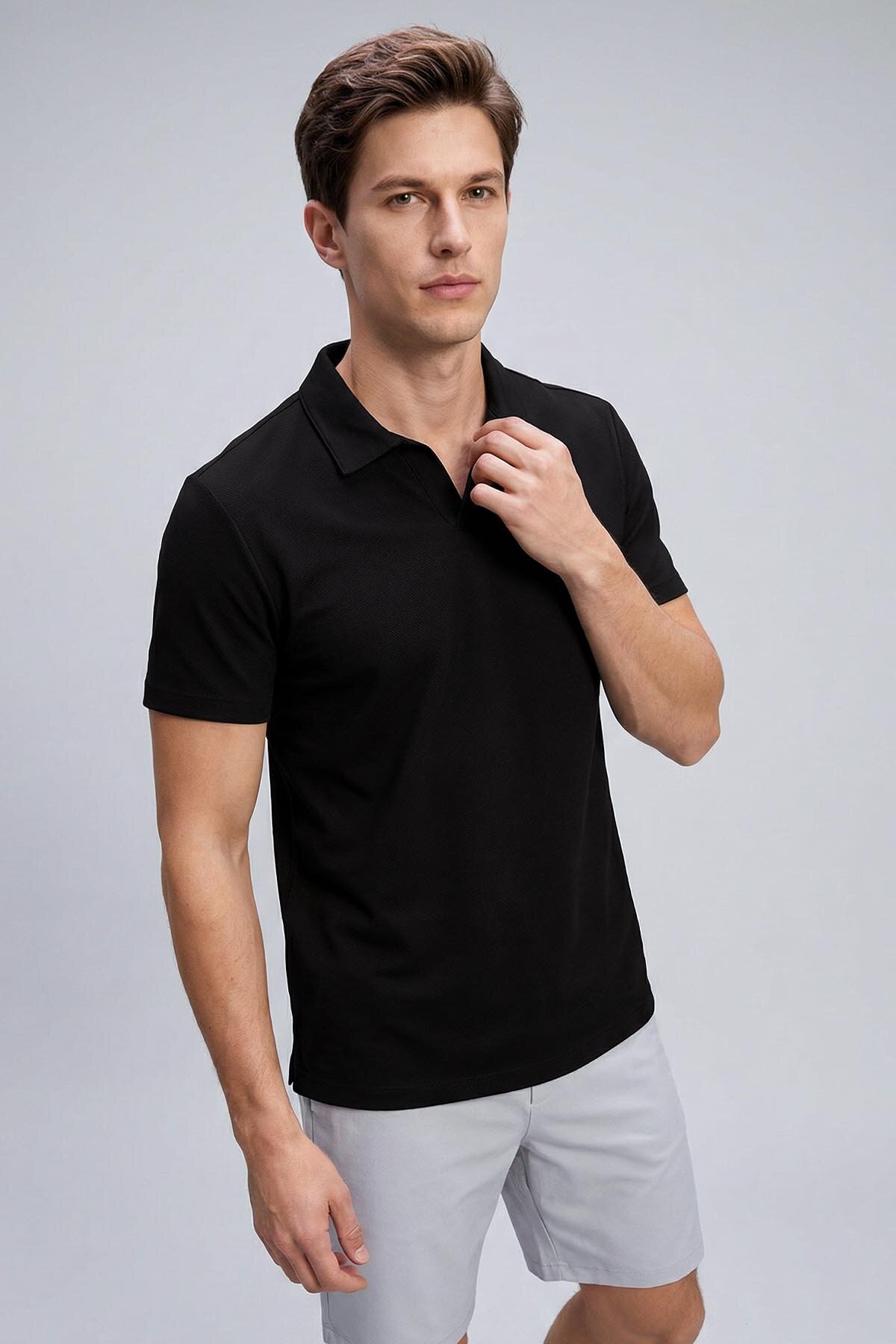 Rahat Form Polo Yaka 2'li Paket Siyah-Ekru Erkek T-Shirt - 88496 - TOMMYLIFE (1)