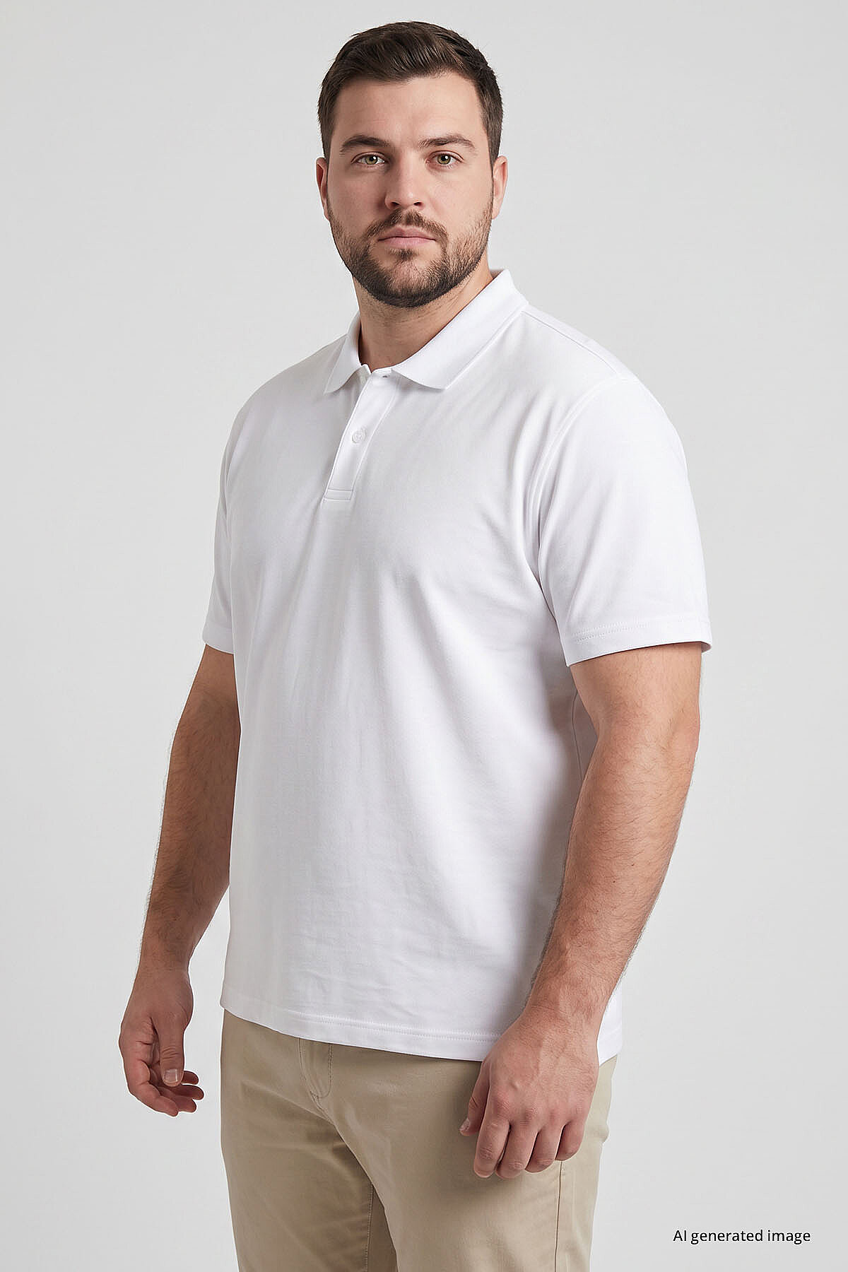 Polo Yaka Büyük Beden 2'li Paket Beyaz Erkek T-Shirt - 88511 - TOMMYLIFE (1)
