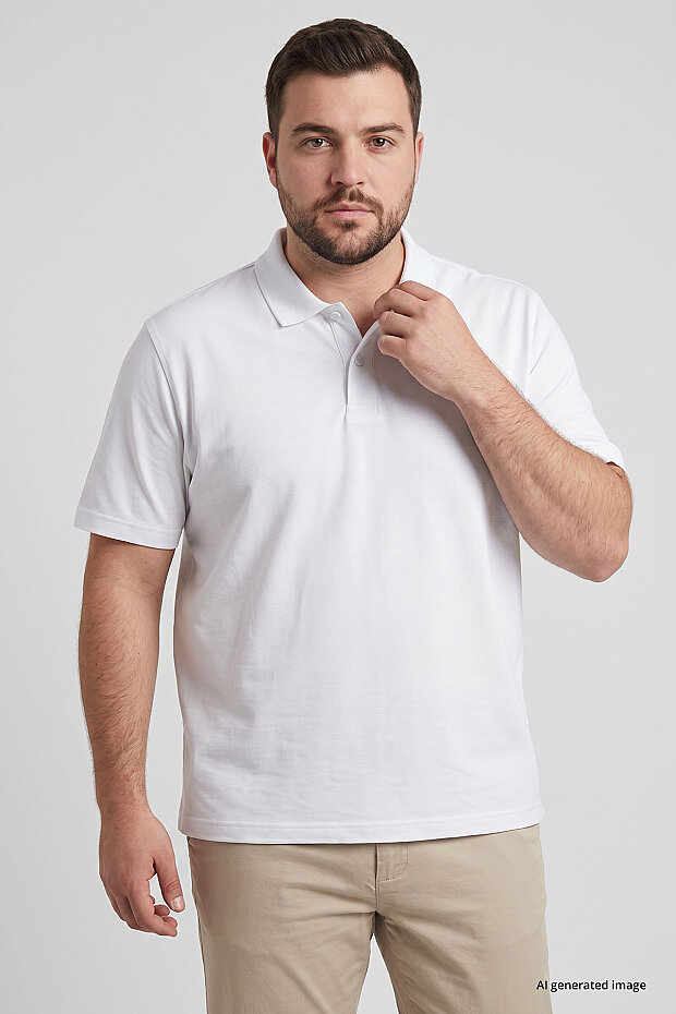 Polo Yaka Büyük Beden 3'lü Paket Siyah-Beyaz-Lacivert Erkek T-Shirt - 88511 - 3