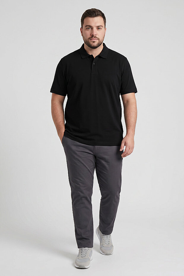 Polo Yaka Büyük Beden 2'li Paket Siyah Erkek T-Shirt - 88511 - 2