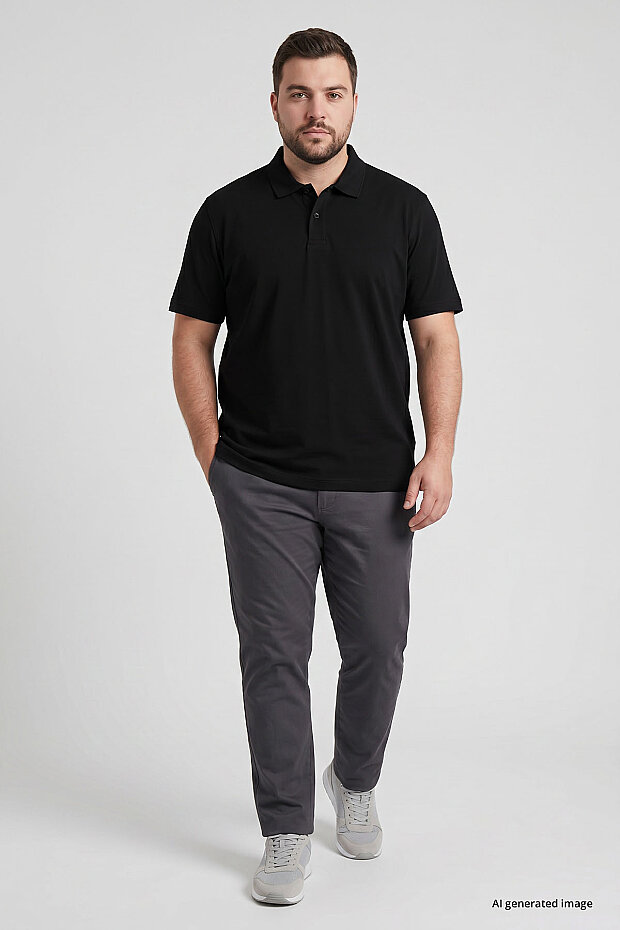 Polo Yaka Büyük Beden 2'li Paket Siyah Erkek T-Shirt - 88511 - 3