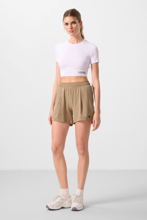 Rahat Form Fermuarlı 2'li Paket Antrasit-Bej Kadın Şort - 91014 - 3