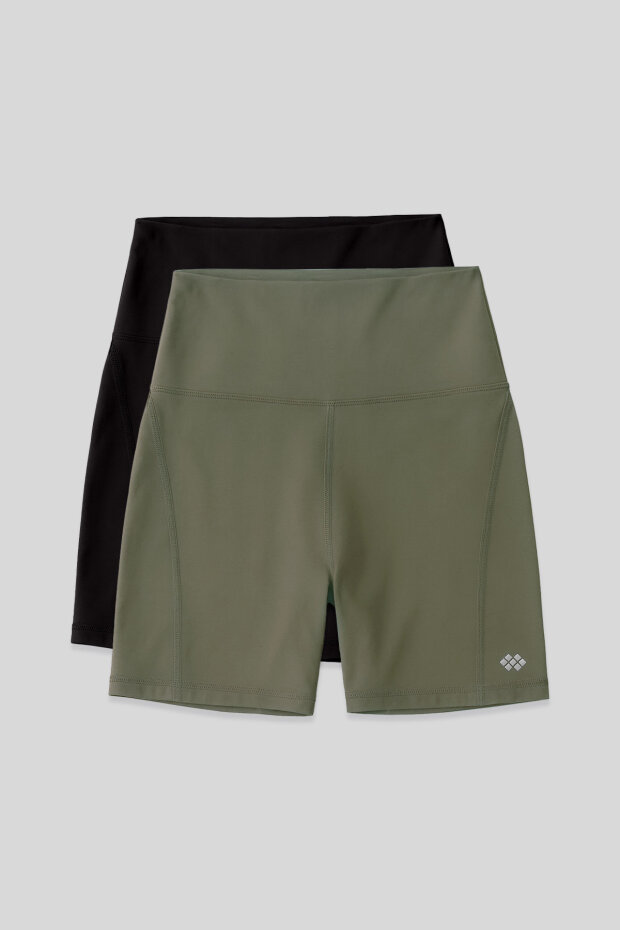 Slim Fit Biker 2'li Paket Siyah-Haki Kadın Tayt - 91017 - 1