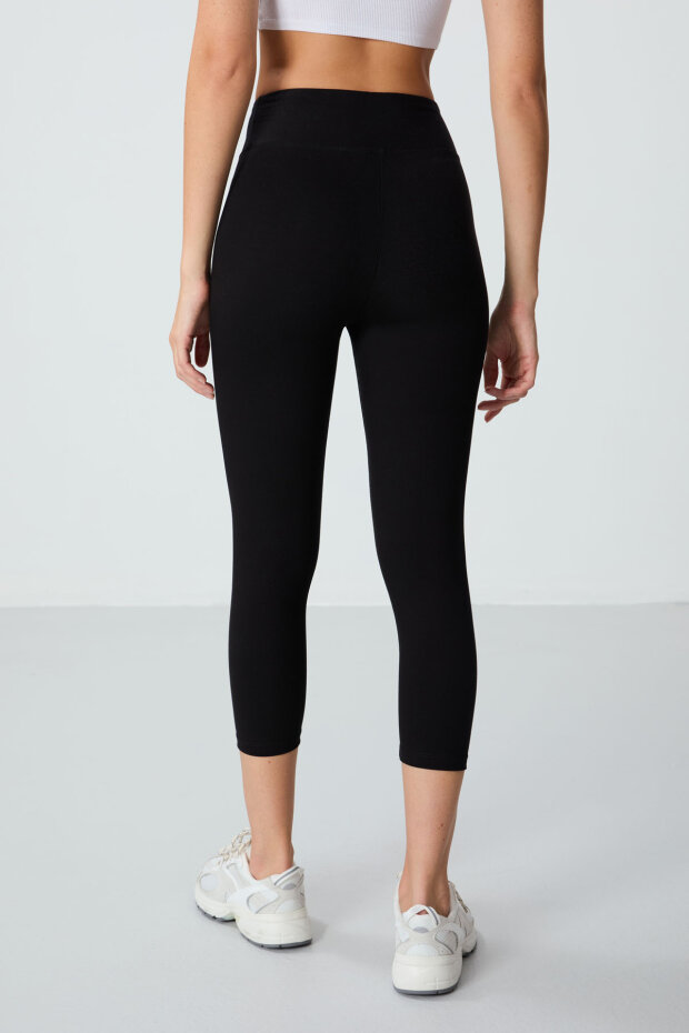 Slim Fit 2'li Paket Siyah Kadın Kapri Tayt - 93097 - 4