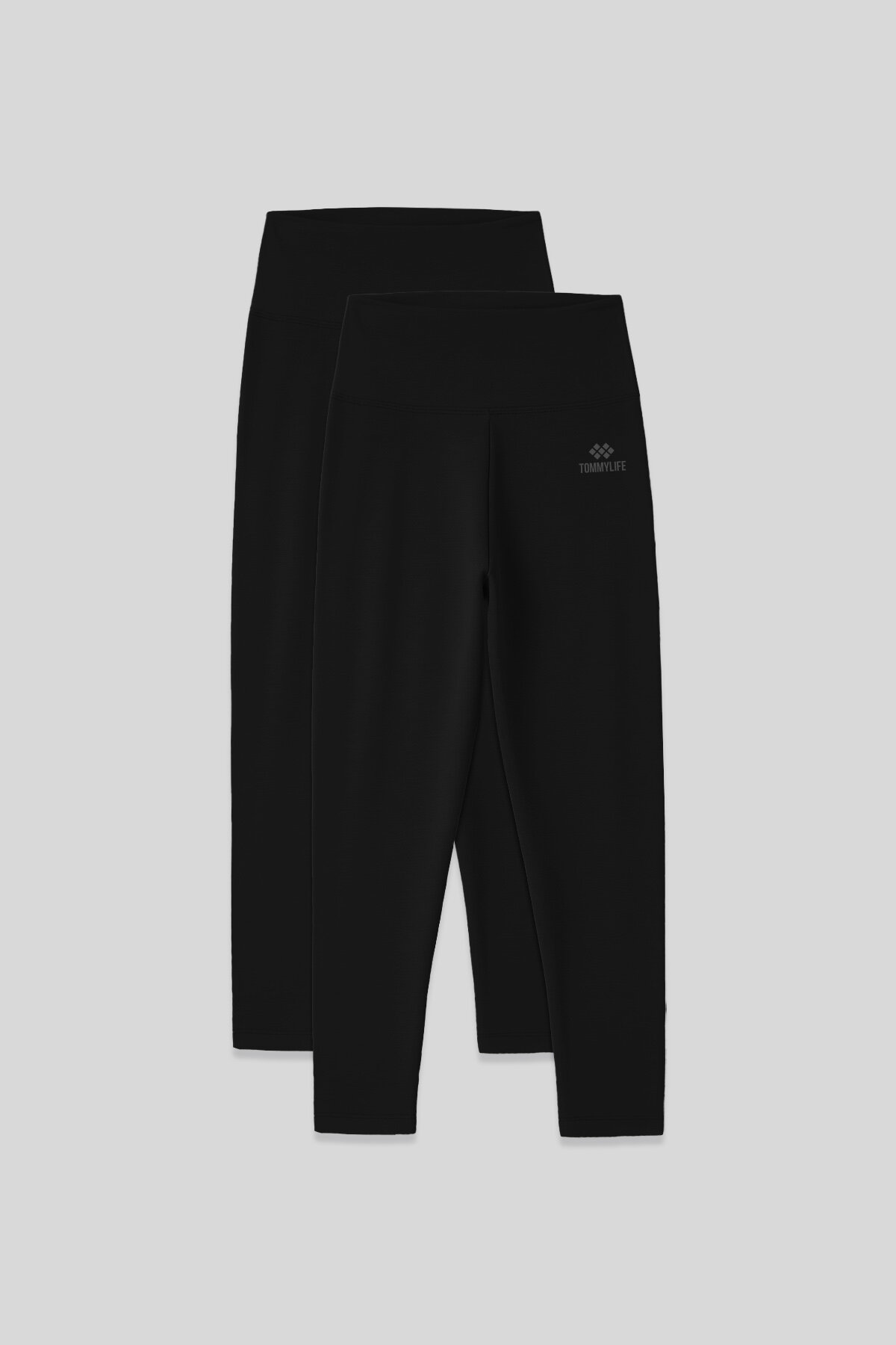 Slim Fit 2'li Paket Siyah Kadın Kapri Tayt - 93097 - TOMMYLIFE