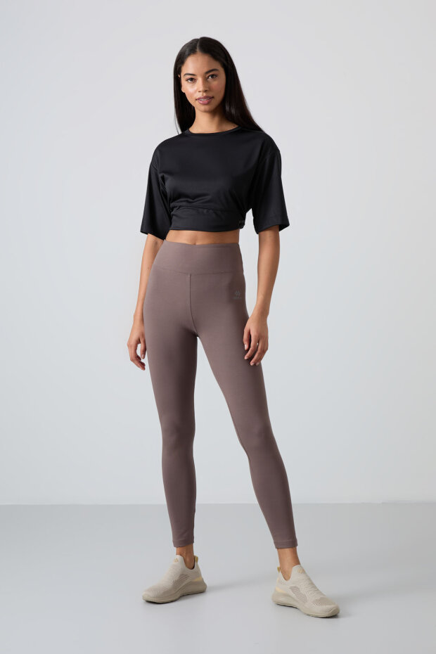 Slim Fit 3'lü Paket Koyu Bej-Kahverengi-Siyah Kadın Tayt - 94011 - 2