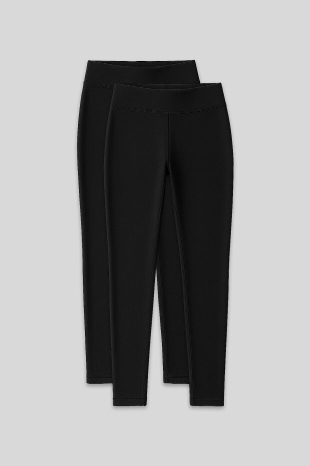 Slim Fit 2'li Paket Siyah Termal Kadın Tayt - 94577 - 1