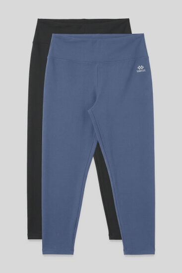 Slim Fit 2'li Paket Antrasit-Petrol Büyük Beden kadın Tayt - 94650 