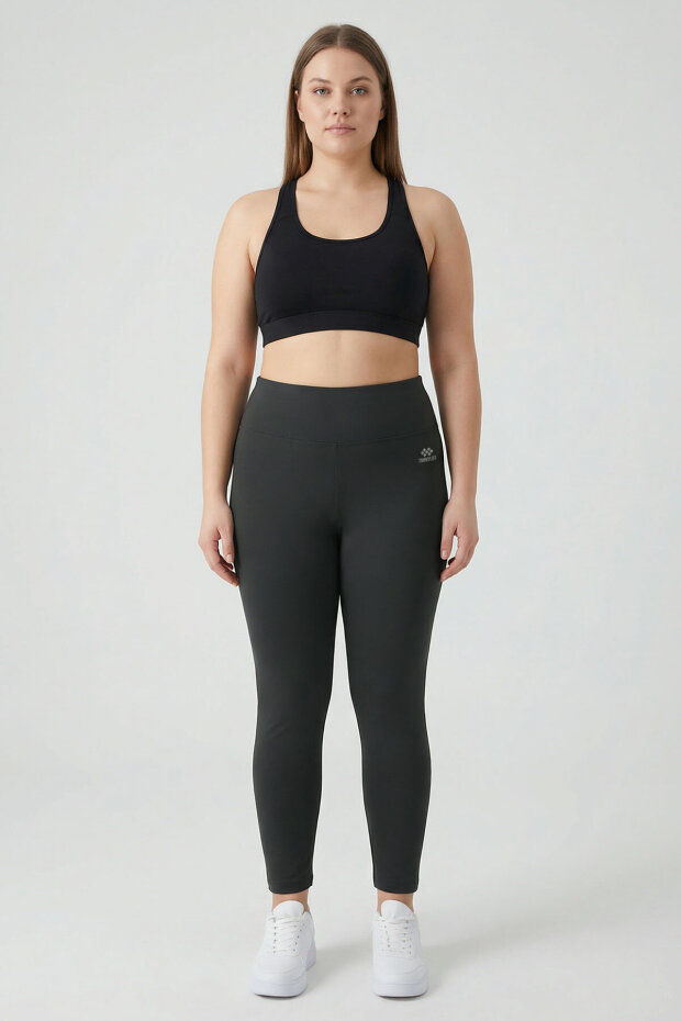 Slim Fit 2'li Paket Antrasit-Petrol Büyük Beden kadın Tayt - 94650 - 2