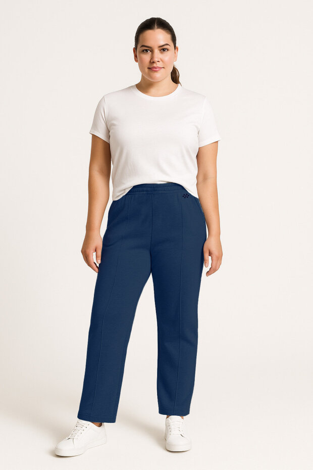 Rahat Form 2'li Paket Gri Melanj-Parlament Büyük Beden Kadın Eşofman Alt - 94654 - 2