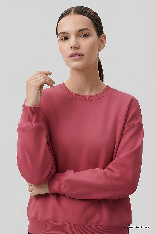 Basic Oversıze O Yaka 3'lü Paket Koyu Gri-Bej- Yaban Gülü Kadın Sweatshirt - 97053 - 3