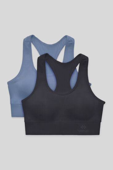 Slim Fit U Yaka 2'li Paket Antrasit-Petrol Kadın Spor Büstiyer - 97120 - TOMMYLIFE