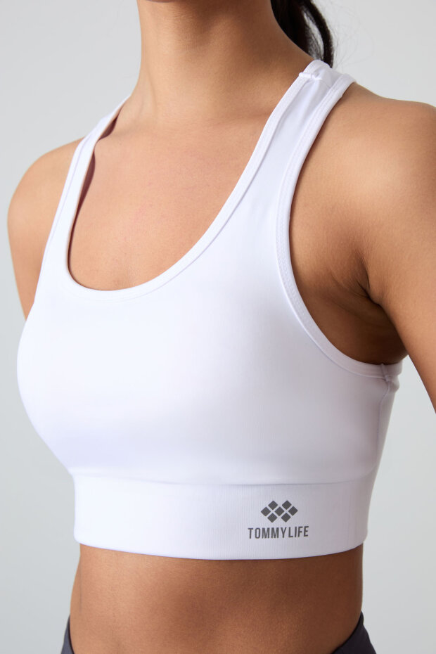 Slim Fit U Yaka 2'li Paket Petrol-Beyaz Kadın Spor Büstiyer - 97120 - 6