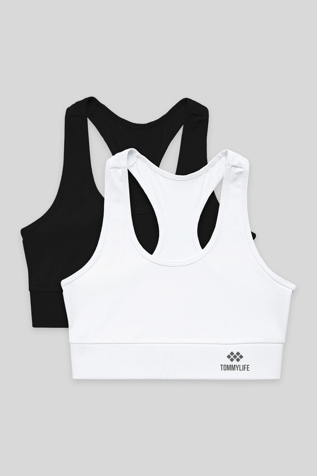 Slim Fit U Yaka 2'li Paket Siyah-Beyaz Kadın Spor Büstiyer - 97120 - TOMMYLIFE