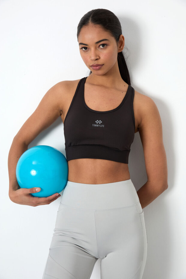 Slim Fit U Yaka 2'li Paket Siyah-Beyaz Kadın Spor Büstiyer - 97121 - 2