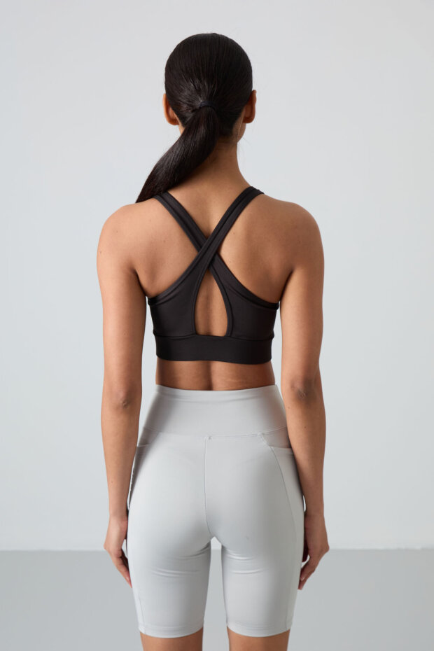 Slim Fit U Yaka 2'li Paket Siyah-Beyaz Kadın Spor Büstiyer - 97121 - 6