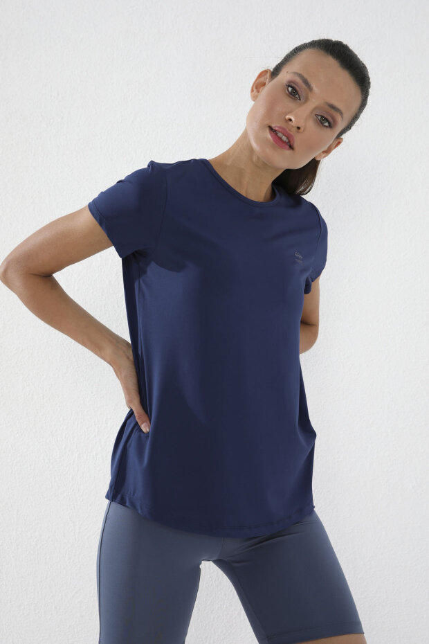 Standart Kalıp O Yaka 2'li Paket İndigo-Limon Kadın T-Shirt - 97144 - 4