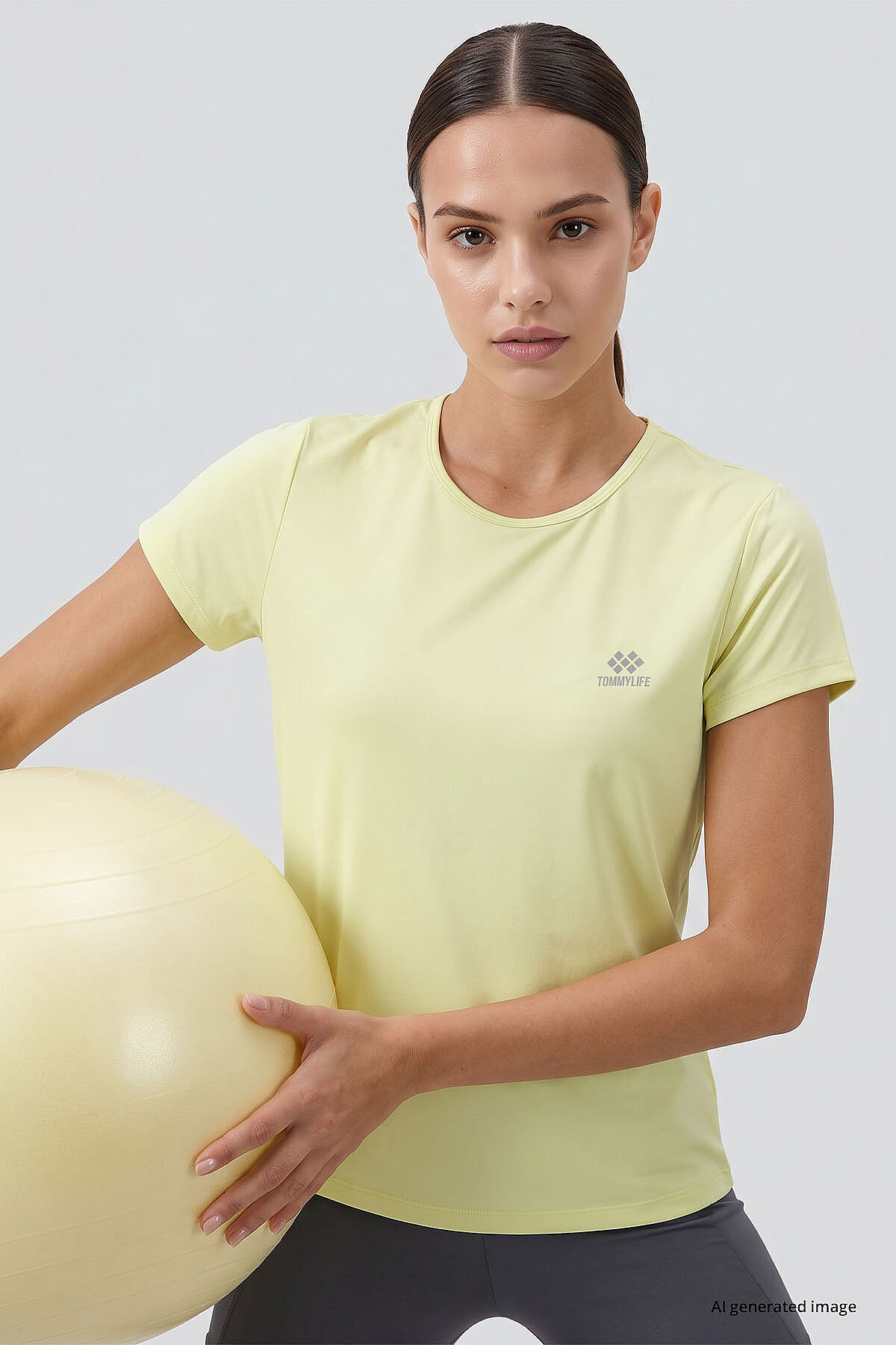 Standart Kalıp O Yaka 2'li Paket İndigo-Limon Kadın T-Shirt - 97144 - TOMMYLIFE (1)