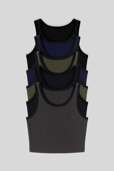 Basic U Yaka 5'li Paket Kadın Crop Top Atlet - 97160 - TOMMYLIFE (1)