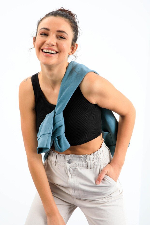 Basic U Yaka 5'li Paket Kadın Crop Top Atlet - 97160 - 5