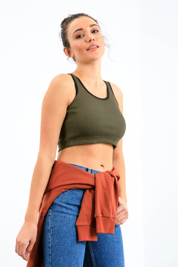 Basic U Yaka 5'li Paket Kadın Crop Top Atlet - 97160 - 4